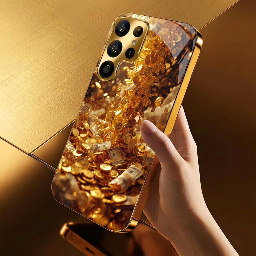 Wealth Protection High-end PhoneCase Electroplated Glass PhoneCase for Samsung Galaxy S26 S25 S24 S23 S22 S21 FE,Ultra,Plus