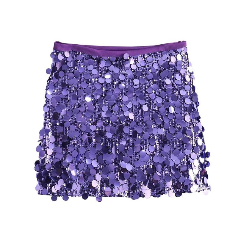 Summer New Product Women's Clothes French Sequin Design Casual A- line High Waist Short Hip-Hugger Skirt 3920139