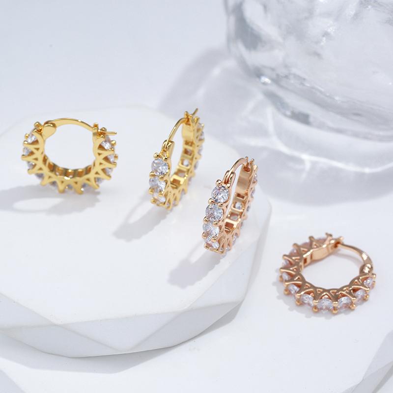 High Quality Cubic Zircon Women Hoop Earrings Stylish Girl Accessories Party Daily Wearable Fashion Jewelry