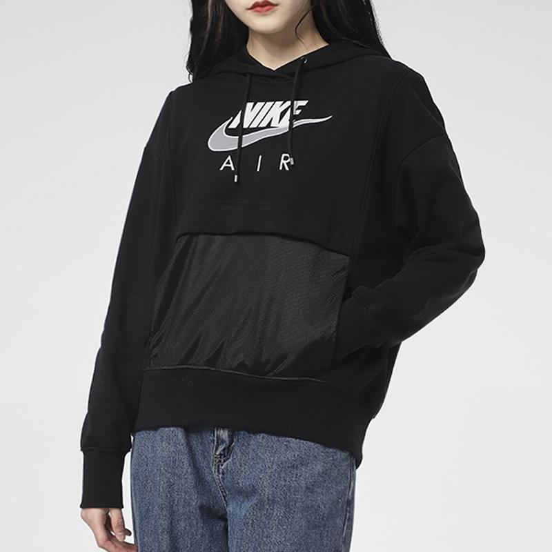 Nike Casual Sport Logo Hoodie Pullover Sweatshirt Women Tops Black CZ8621-010
