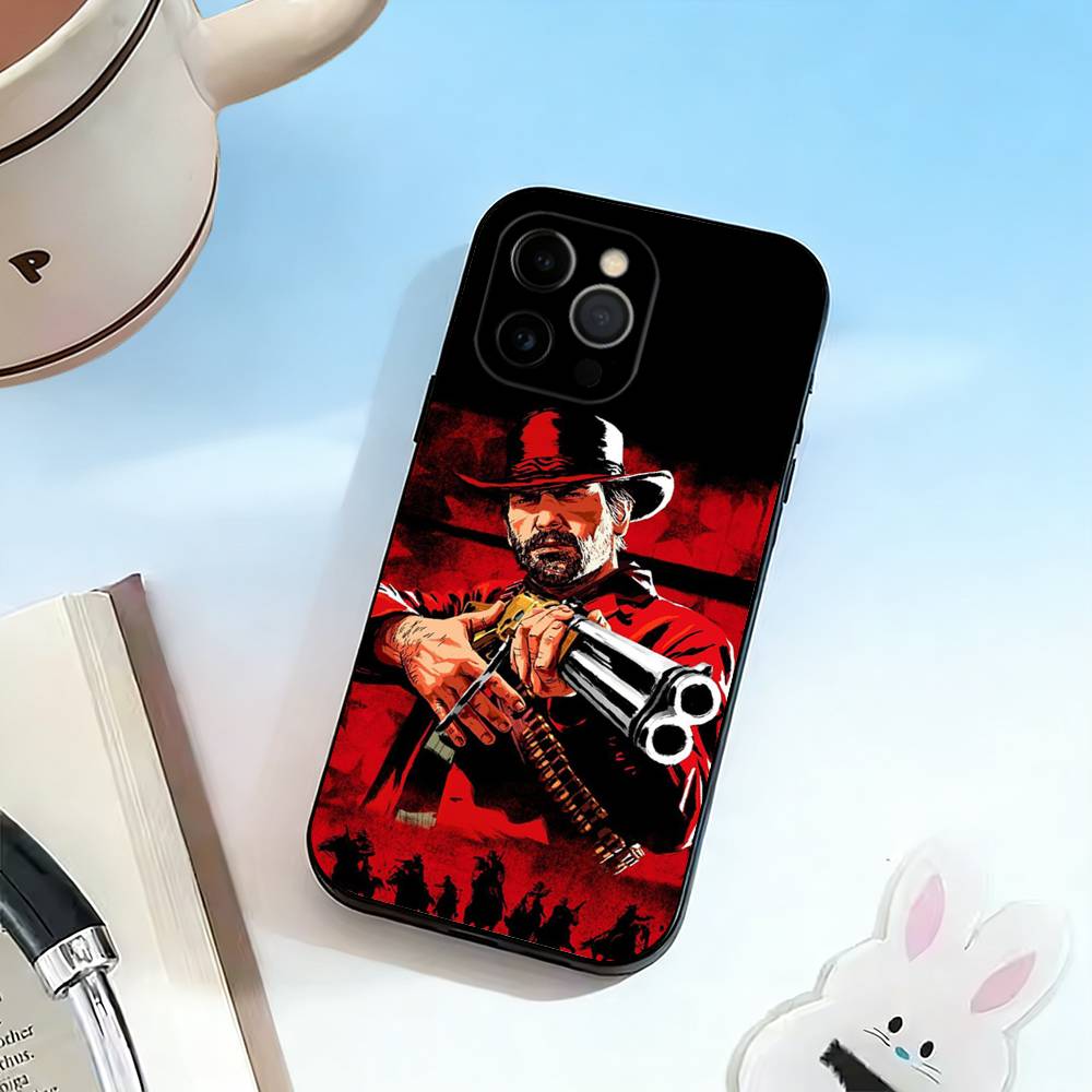 RDR2-Arthur Morgan Custodia per Telefono Per iPhone 17, 16,15,14,13,12,11 Plus,Pro Max, Altri Copertura Morbida Nera