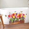 Painted 3D Wooden Crate Tulip Butterfly Wall Sticker Self Adhesive Removable Living Room Bedroom Entryway Decor