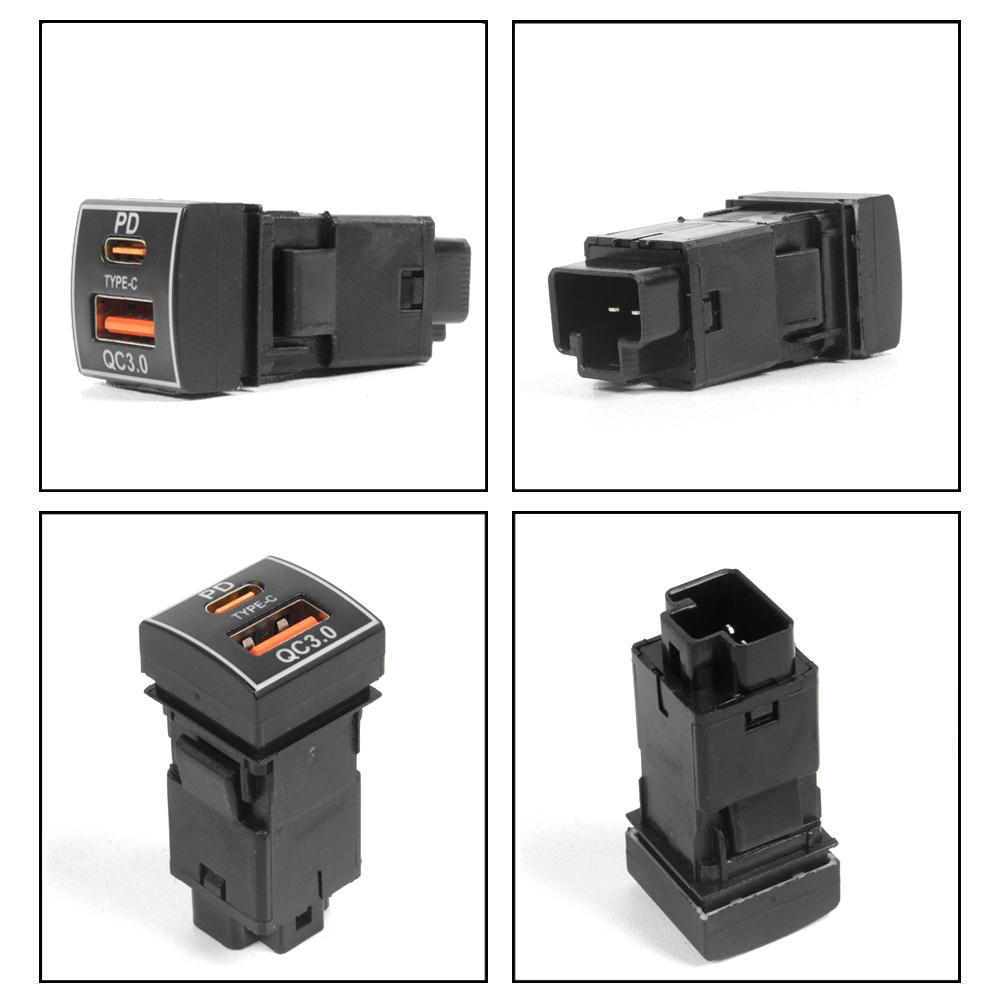 YSY 1pcs QC3.0 USB Fast Charging TYPE-C Interface Socket Charger For Toyota Camry Carola TS-07-C