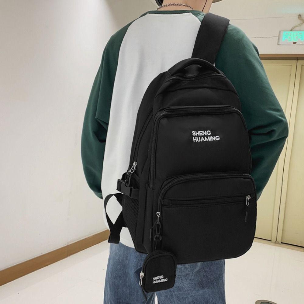 Nylon Versatile Backpack Multi-pocket Wear-resisting Casual Schoolbags Ins High Capacity School Bags
