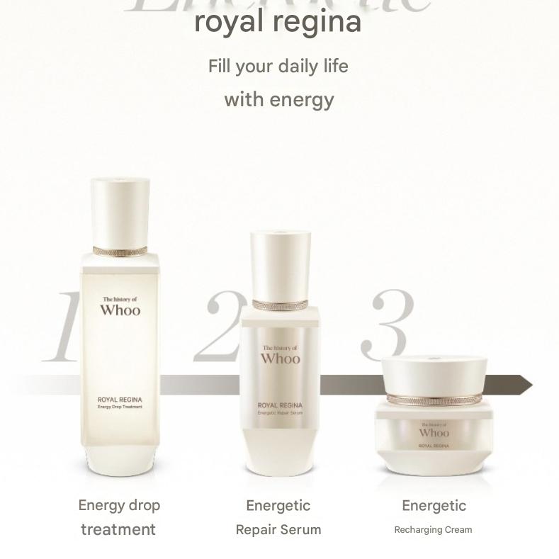 The History of Whoo Royal Regina Energetic 2pcs Set – Anti-Ageing Wrinkle Repair, Brightening & Firming Skincare for Radiant, Youthful Skin, Korean