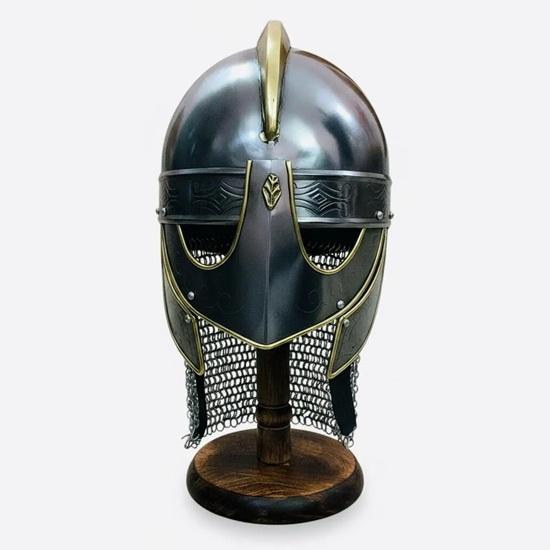 Medieval Knight Helmet with Chainmail, Mild Steel Viking Armor Home Decor
