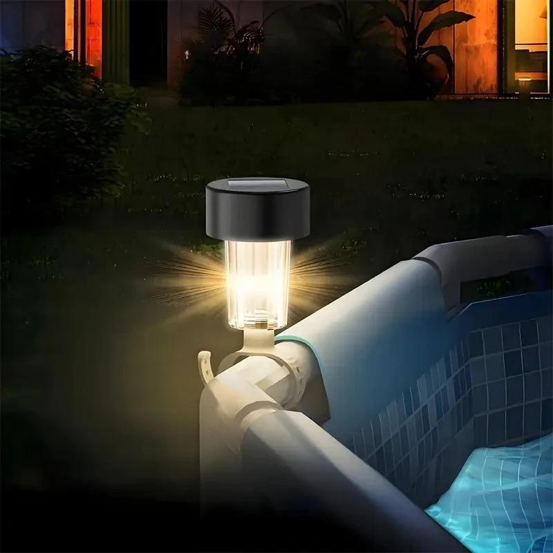 1-10PC Waterproof Solar Hanging LED Pool Light Cylinder Shape Warm White Lamp for Outdoor Garden Above Ground Pool Lighting Use
