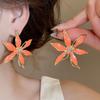 Vintage Metal Colorful Oil Dripping Flower Big Earrings For Women Sweet Simple Fashion Bohemia Trendy Jewelry Accessories Gifts