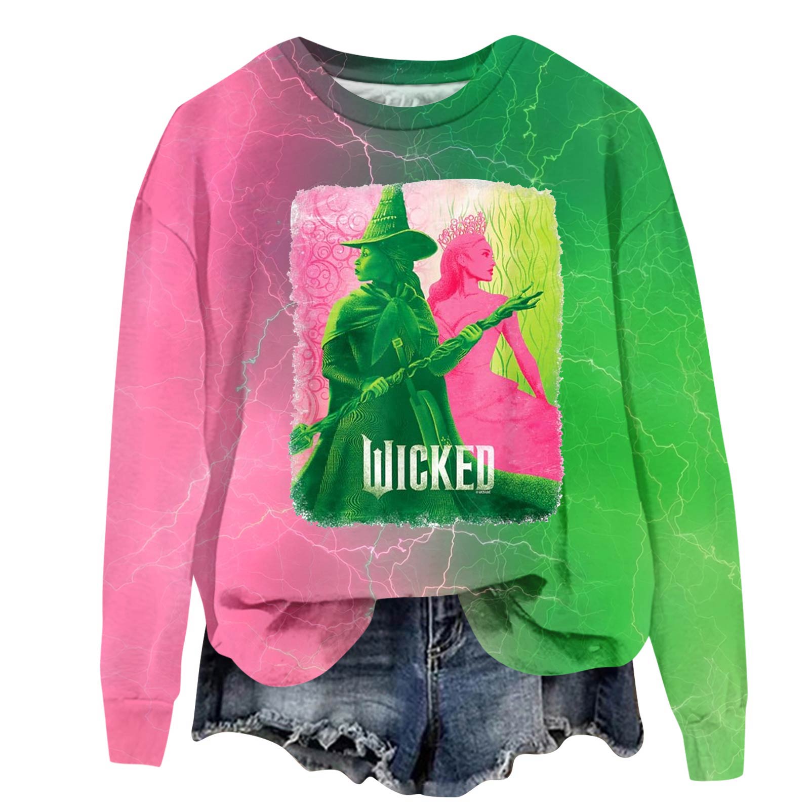 

Women s Fashionable Casual Oversized Long-Sleeved Round-Neck Printed Pullover Sweatshirt S