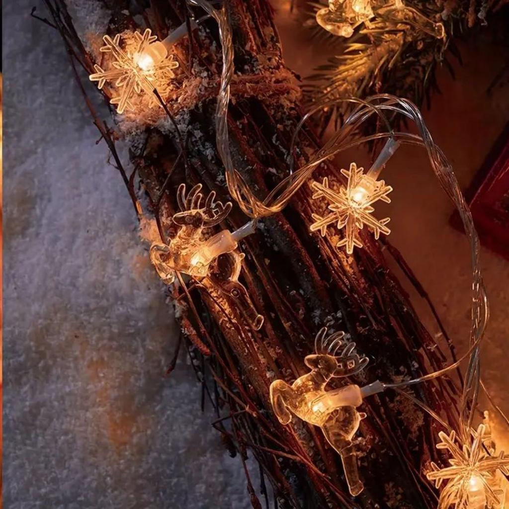 20LED Weihnachtsbaum Rentier Schneeflocke Batteriekasten Weihnachtsfeiertags Lichterkette Weihnachtsbaum Hängelichter