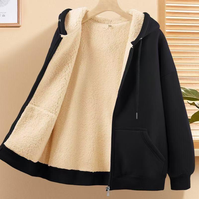 Men's Fleece-Lined Lambswool Hooded Cardigan - Autumn/Winter Fashion Trendy Loose Jacket