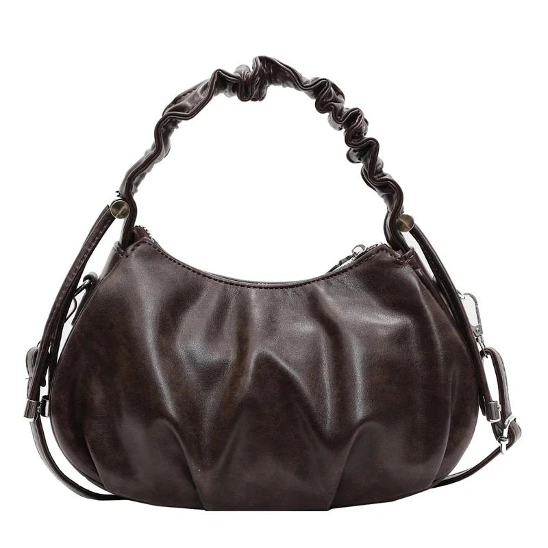 

Новая осенне-зимняя универсальная сумка через плечо из искусственной кожи на молнии, модная, большая вместимость, плиссированная, легкая, роскошная сумка через плечо