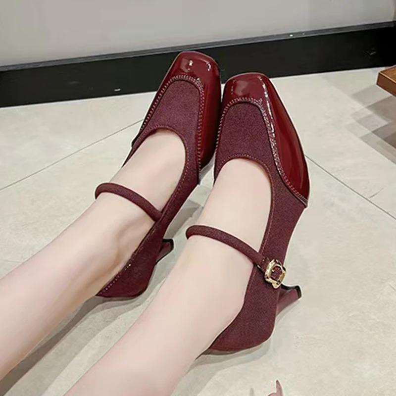 Fashion Square Toe  Women Sandals Jane Shoes Summer Shoes  2025 Sexy Chunky Shoes Dress Wedding Pumps Zapatillas