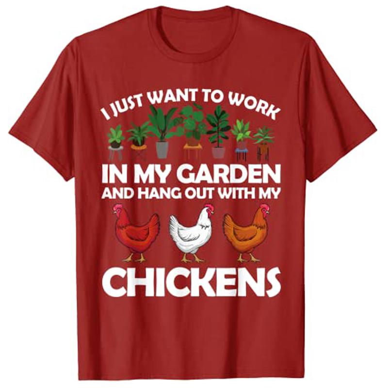 Funny Chicken for Unisex Women Gardening Chicken Lovers Garden TShirt Womens Fashion Farmer Graphic Clothing Short Sleeve Apparel S
