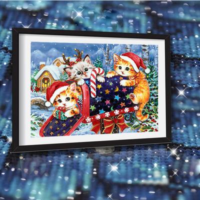 5D DIY Diamant Malerei Set Drei Katzen Weihnachtsgeschenk Voll Quadratische Bohrer Diamant Stickerei Schnee Weihnachten Kreuzstich Handarbeit Heimdeko
