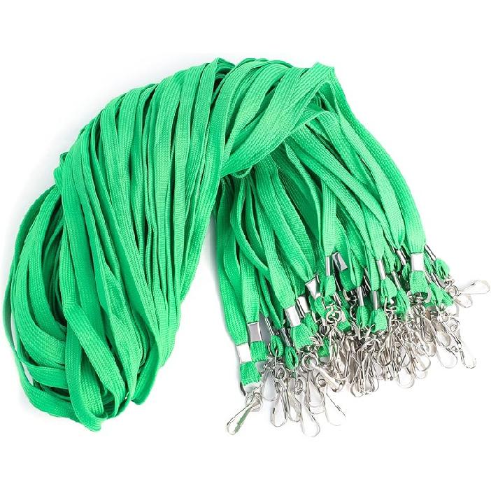 100 Pack Black Lanyards Badge Lanyards for ID Badges with Badge Clip Swivel Hook зелёный