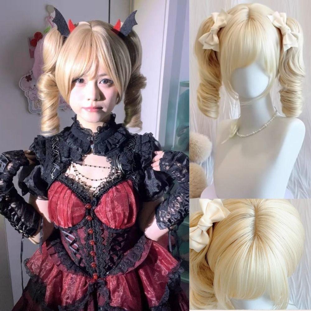 Air Bangs Short Curly Hair Bob Wig Heat Resistant Cosplay Lolita Hair Carnival