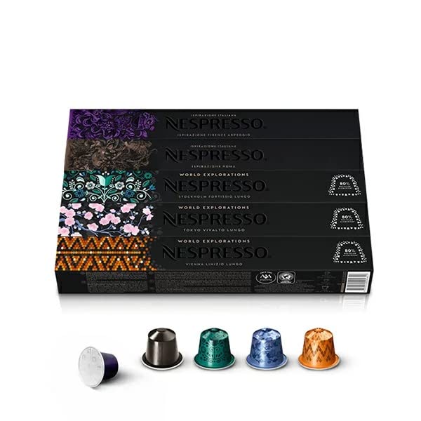 

[Official Nespresso] Nespresso Popular Coffee Set 5 Flavors (50 Cups) Original Capsules RO-E05K01
