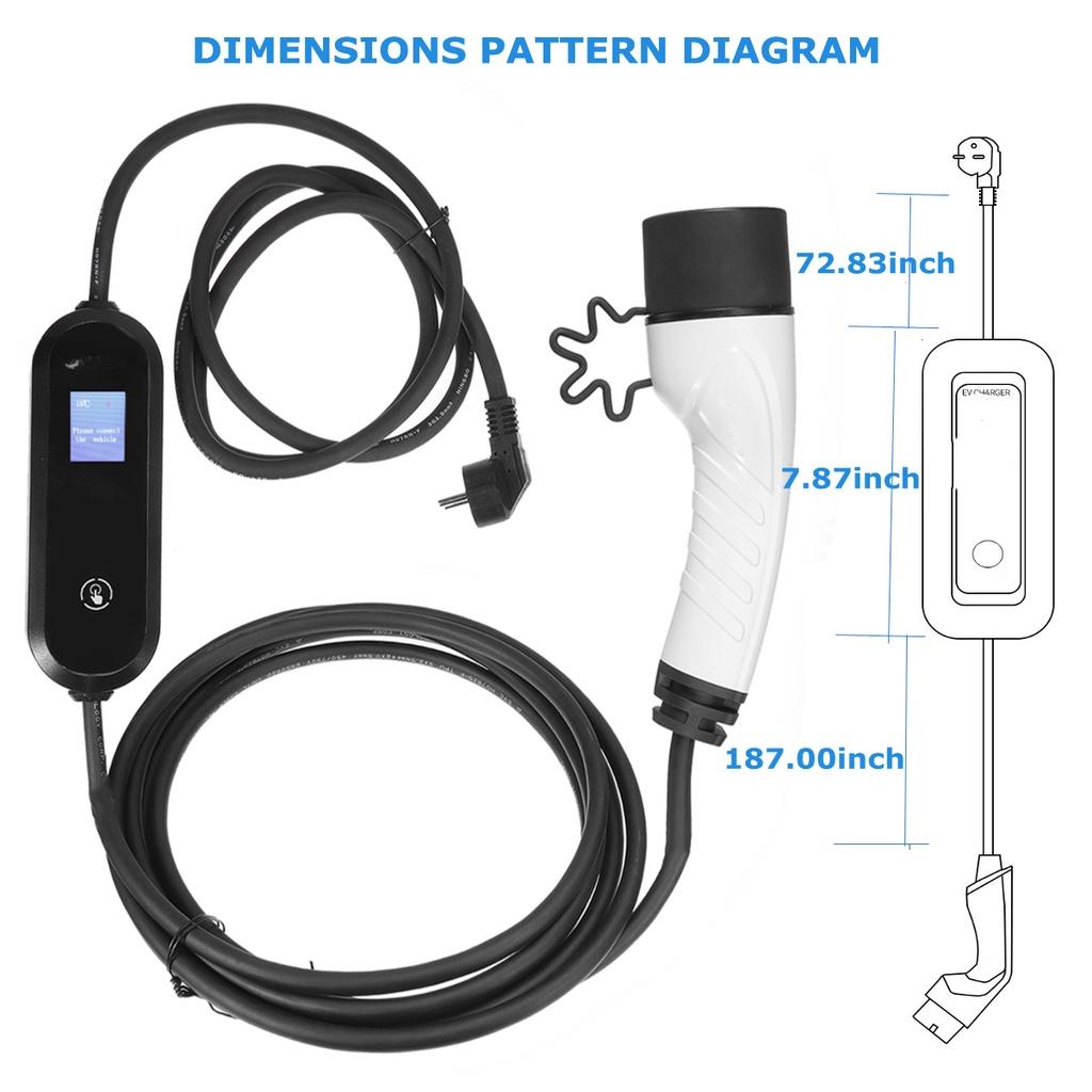 110V/220V Car Portable EV Charger LCD Fourth Gear Charging Cable 16A FCC UL EU Plug for Electric Vehicle