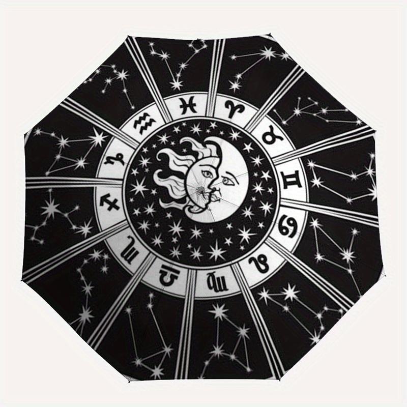 Zodiac Wheel Astrology Chart Horoscope DesignUmbrella, Portable 3-Fold Compact Umbrella for Men & Women Gift