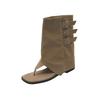 Retro toe sandals women's new spring and summer belt buckle short trousers boots flat herringbone cool boots women