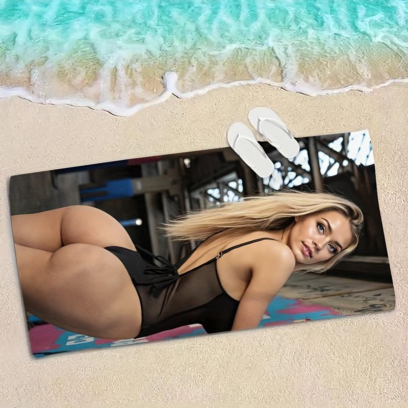 1PC Modern Theme Beach Towel, Quick-Dry Absorbent Polyester Microfiber Towel for Travel, Beach, Camping, Bathroom & Vacation