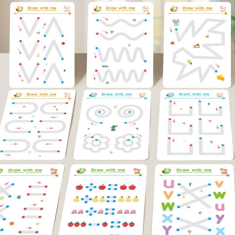 Educational Kids Magic Copybook Set Reusable Tracing Workbook for Handwriting Skills
