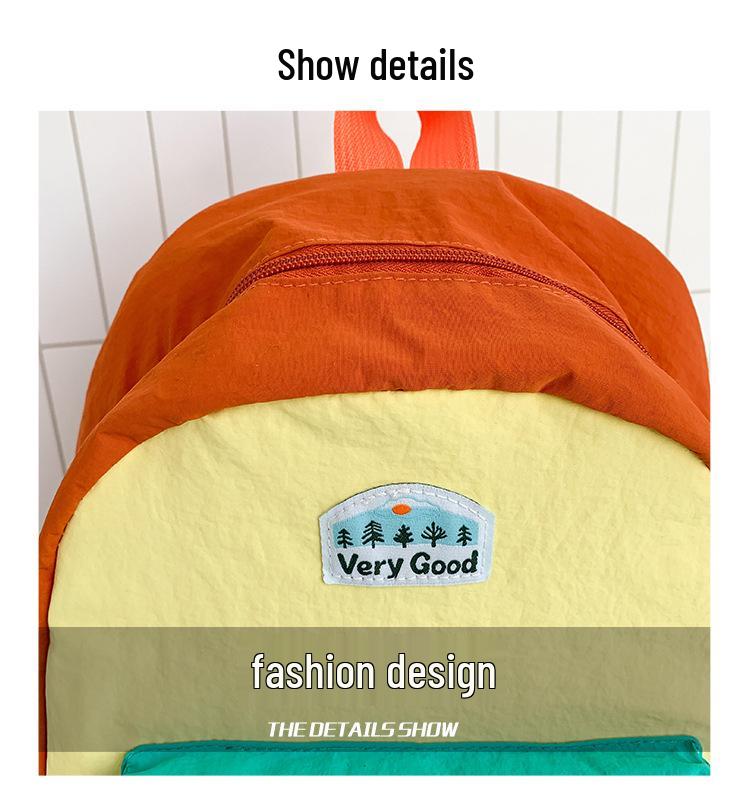 Spring/Summer 2026 Color Block Kids' Backpack: Contrast Color Kindergarten & Casual Outing Bag