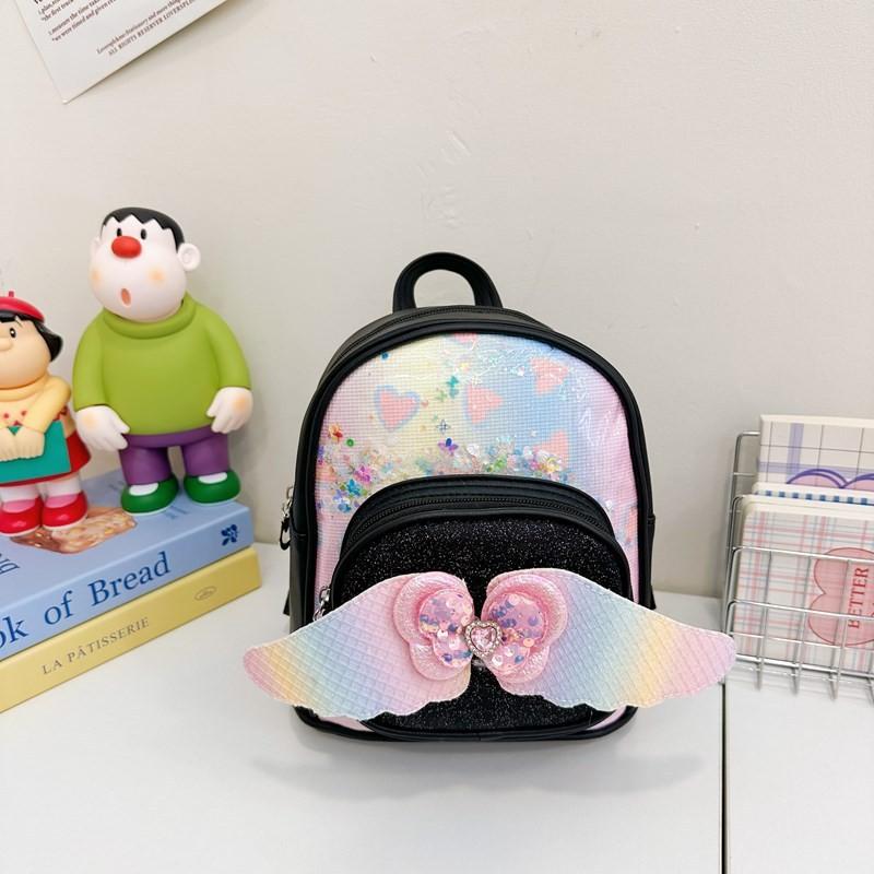 Shaped Heart Sequins Pattern Wings Backpack Children Schoolbag Fashion Gift