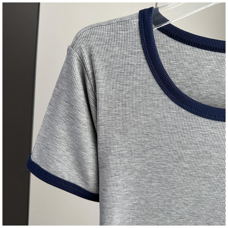Standard Shoulder Casual Short Sleeve Tee Modal Ribbed Plus Size Loose Top Versatile Breathable Soft Material Flattering Slim Women Top