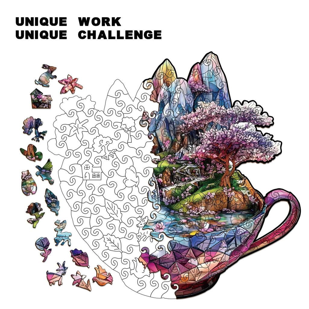 Cup Puzzle Wooden Special-Shaped Splicing Toy Piggy Bank Multi-Functional Decompression Puzzle