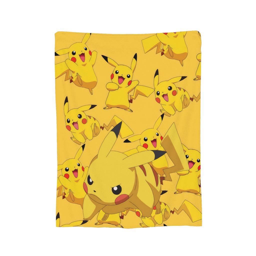 Pokemons Cartoon Pikachu Blankets Fleece Spring Autumn Portable Soft Throw Blankets for Sofa Couch Quilt