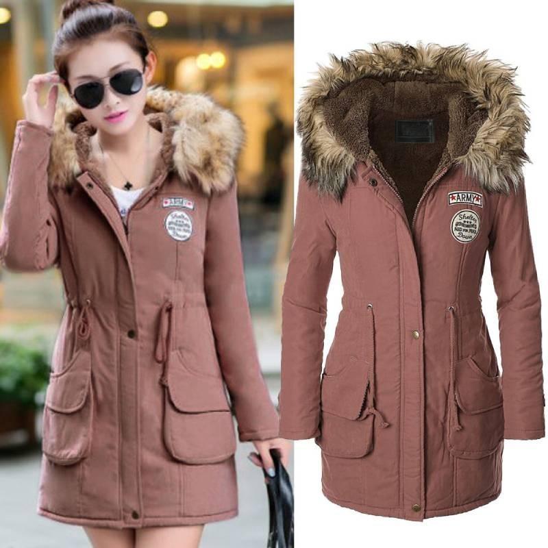 New Women's Warm Cotton Jacket With Fur Collar Hooded Parka For Winter
