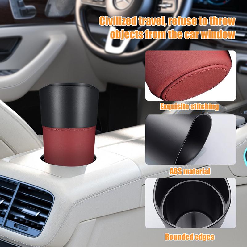 Poubelle Porte-gobelet pour Voiture Petite Poubelle Étanche Poubelle Poubelle en Cuir Contenant Polyvalent Intérieur de Voiture