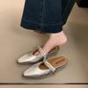 French Outer Wear Niche Rhinestone Bag Head Half Slippers Women's Shoes 2025 New Summer Height Increase Muller Cool Slippers