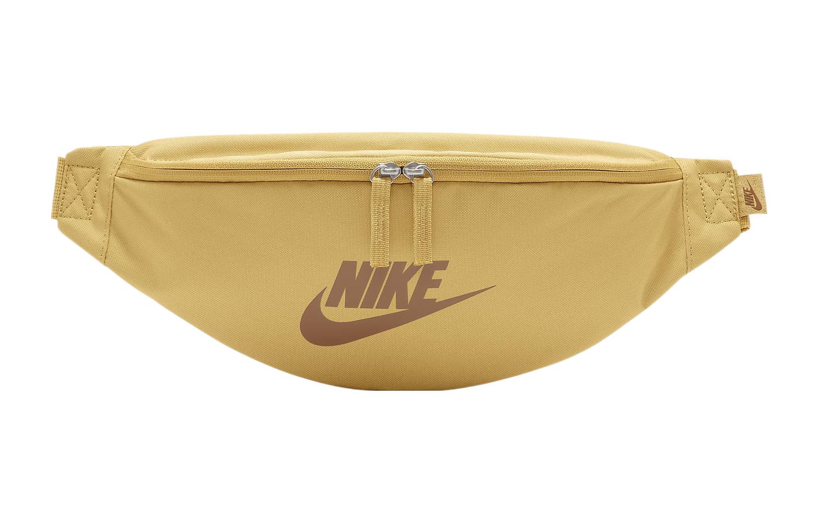 Нейлоновая сумка-пояс через плечо Nike One Shoulder Crossbody Fanny Pack Regular Унисекс Пшеничное золото и Пивной коричневый DB0490-725