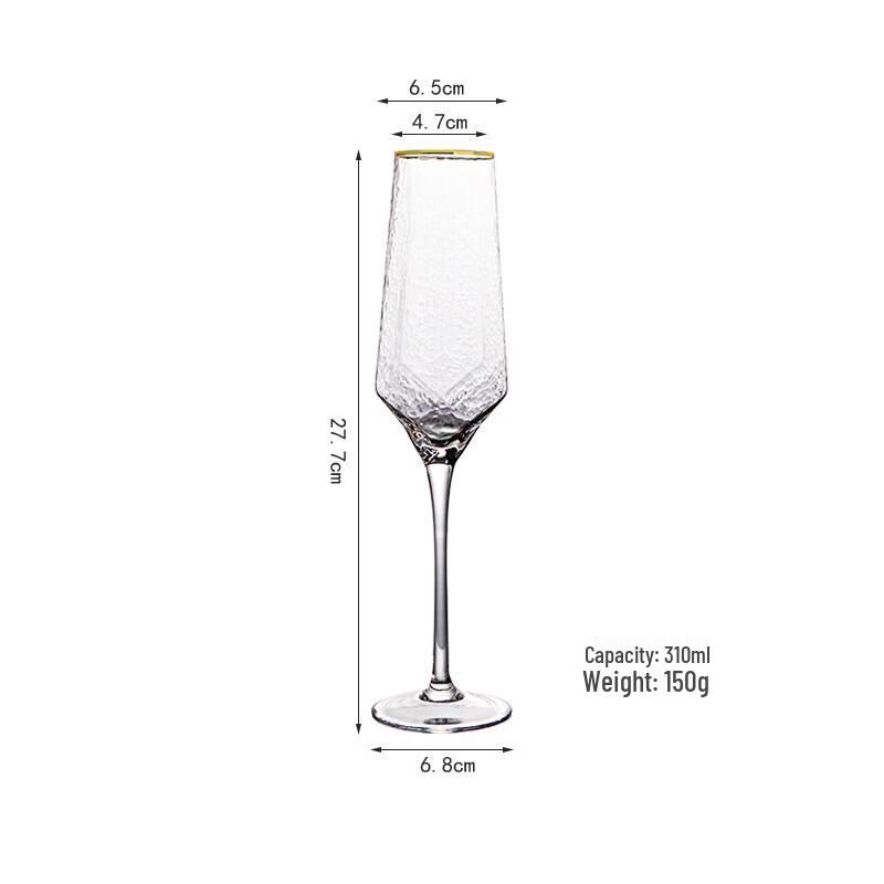 Shangqi Kristall-Rotweingläser mit diamantgehämmerter Goldrand (2er Set)