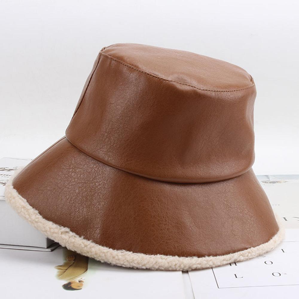 Wool Bucket Hats Unisex Bucket Hat Winter Hat Pu Lady Tourism Hat For Outdoor Activities Traveling Winter Sports