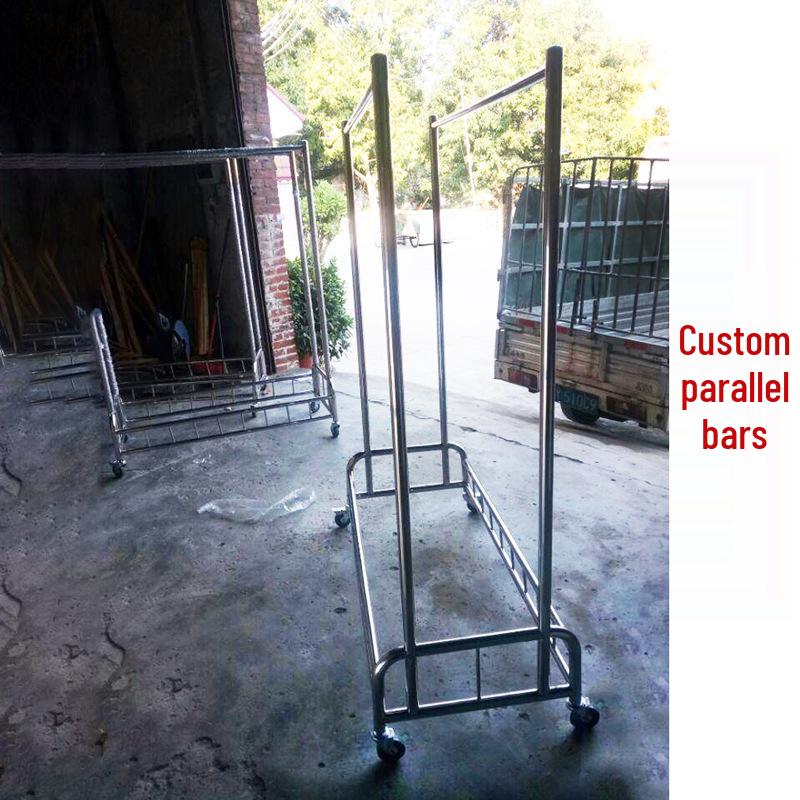 Stainless Steel Multifunctional Trolley and Garment Rack with Wheels