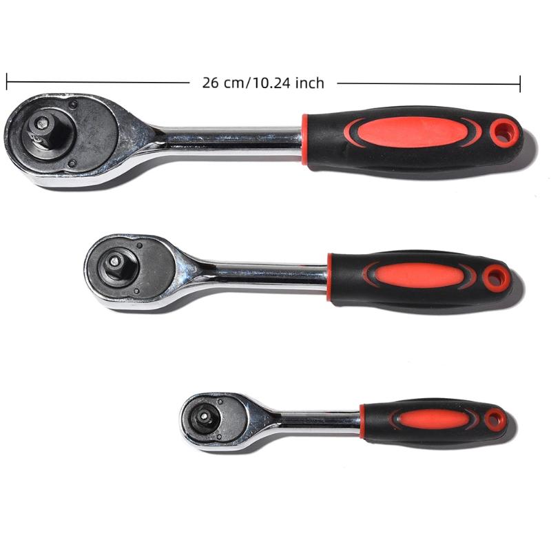 1/4 3/8 1/2 Inch Ratchet Wrench 24 Tooth Drive Ratchet Socket Wrench Tool Multifunction Diy Hand Tool Ratchet Handle Wrench