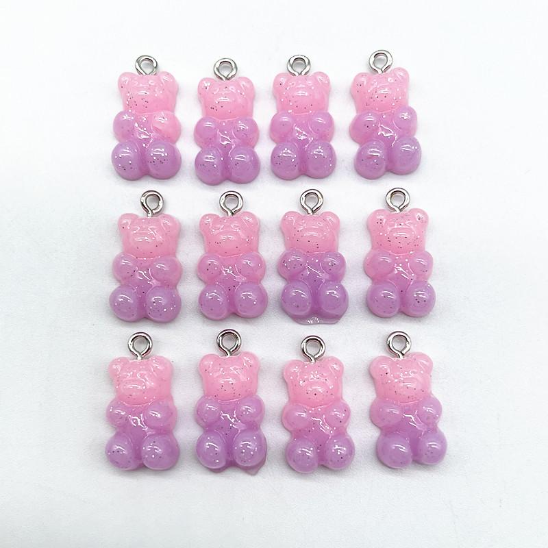 10Pcs Candy Bear Pendant Charms for Necklace Bracelet Earrings Jewelry Making Diy Findings Resin Bears Christmas Making