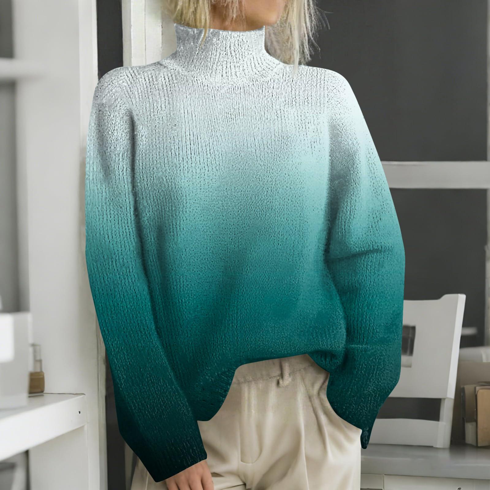 

Рождественские толстовки для женщин Вязаный свитер Милая рубашка Осенняя водолазка Пуловер Топы XXL зелёный