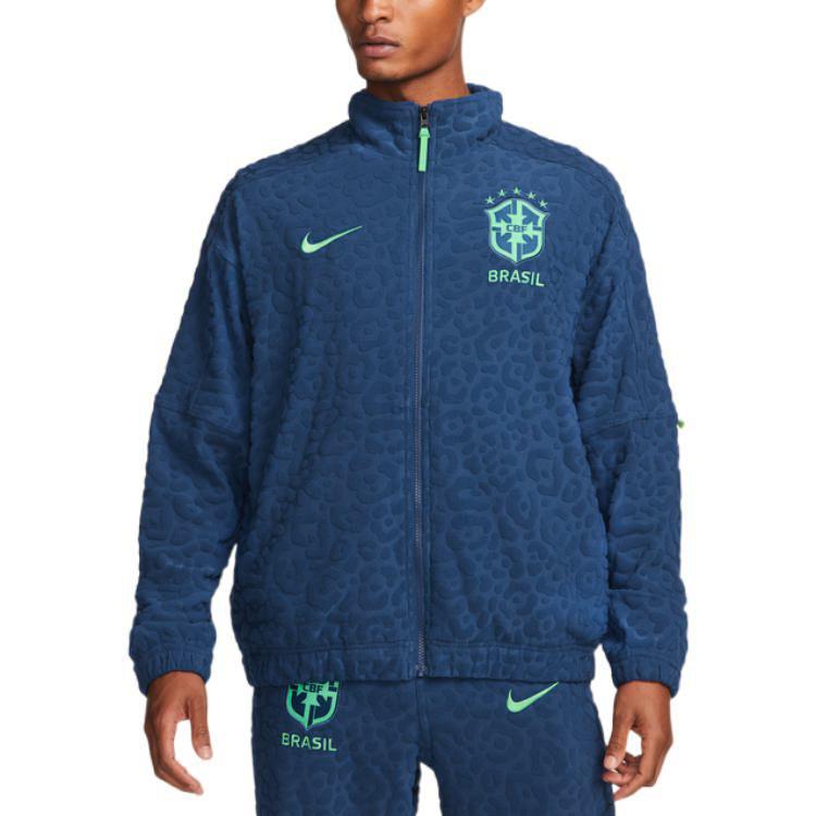 Nike Logo Print Solid Soccer Track Jacket Men Outerwear Blue DX2045-490