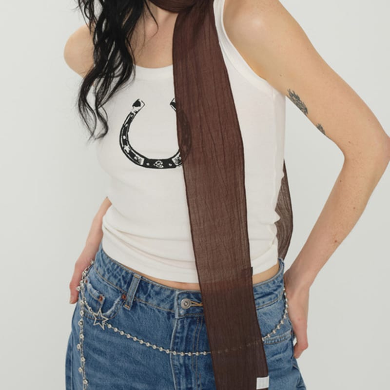 

Eireve WRINKLED THIN&LONG SCARF (BROWN) brown