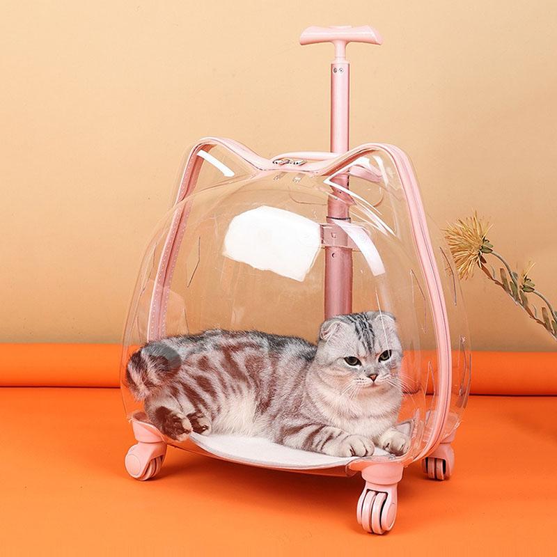 Portable Pet Trolley Outdoor Cat Carriers Large Capacity Ventilation Stroller for Dogs Cat Puppy Carrier Travel Pet Products