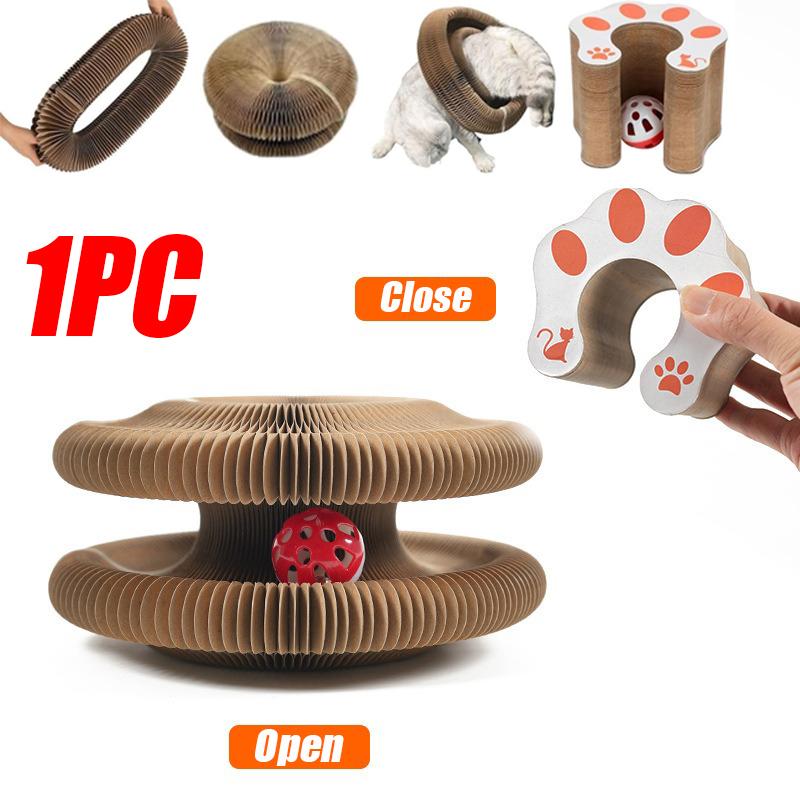 Magischer Organ Katzenkratzbaum Kratzbrett für Katzen Runde Wellpappe Kratzstange Spielzeug für Katzen Krallenwetzer Katzenzubehör