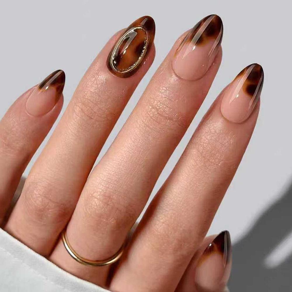 Trendy Tortoiseshell Leopard Print Nail Stickers – Removable, Stylish, and Wearable False Nail Tips