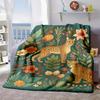 2026 New Arrivals 1pc Tropical Leopard & Floral Print Flannel Blanket - Soft Warm All-Season Throw for Sofa, Bed, Office & Travel - Vibrant Botanical