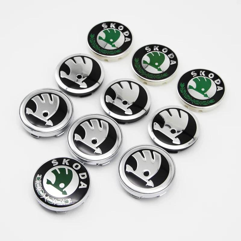 2025 Hot 4Pcs 56mm Wheel Center Caps Aluminum Domed Sticker Logo Alloy Badge For Skoda Rapid Octavia A5 RS Kodiaq Fabia A7 Acces
