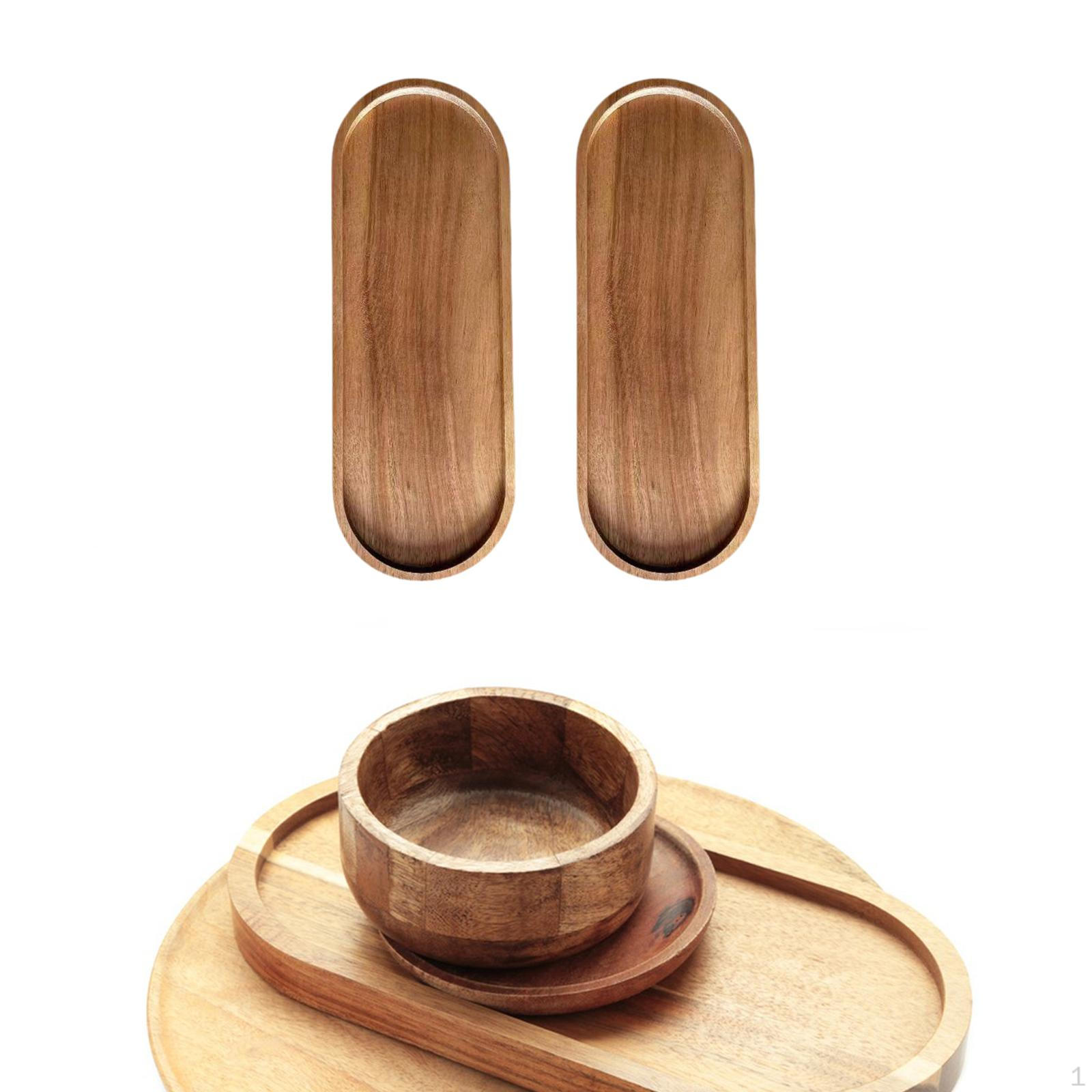 

2 шт. Подносы деревянные легко моющиеся блюда для еды кофе для кафе Oval 29 cmx10.5 cm